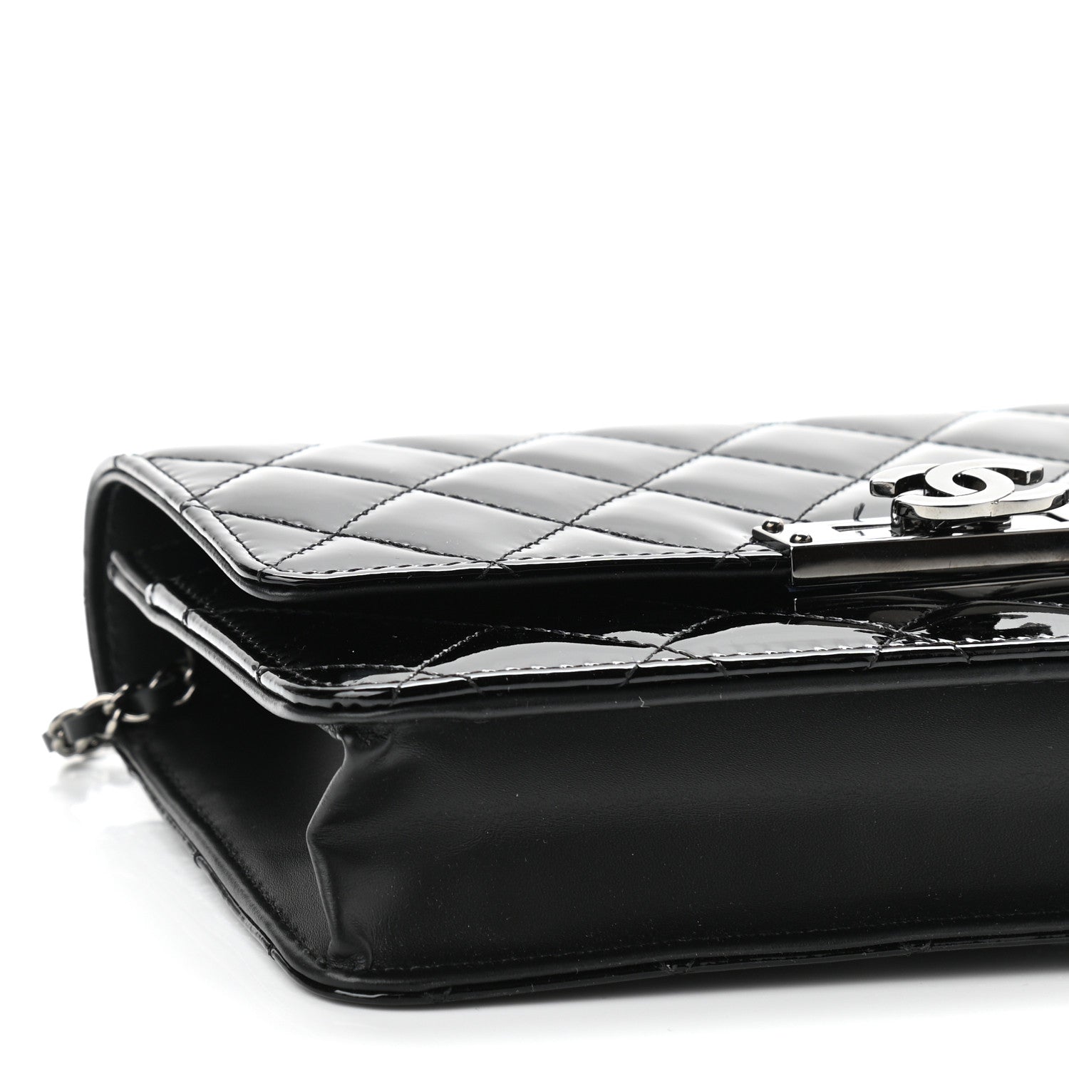 Chanel Patent Quilted Golden Class Wallet on Chain WOC Black 10 of 11