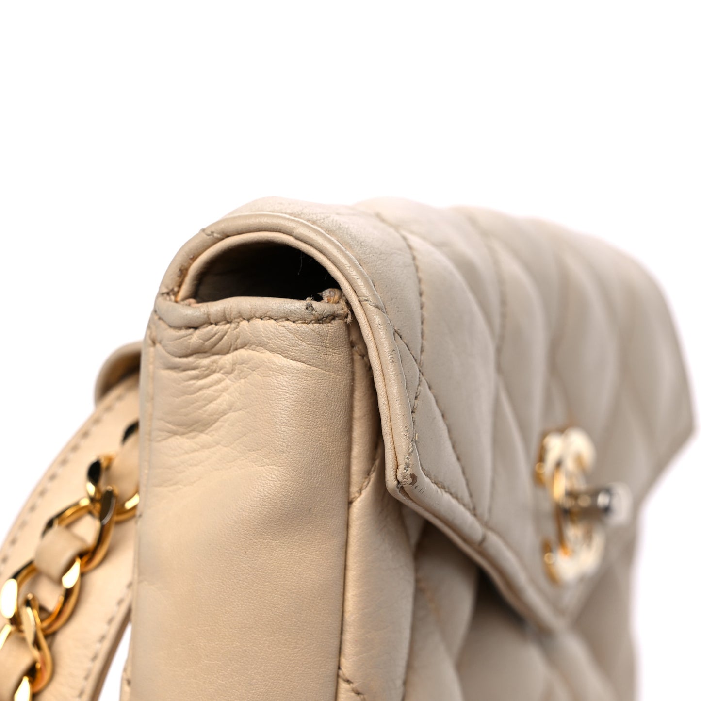 Lambskin Quilted Flap Waist Belt Bag 75 30 Beige