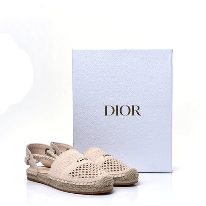 Christian Dior Canvas Embroidered Granville Ankle Tie Espadrilles Flats 35 Cream 10 of 10