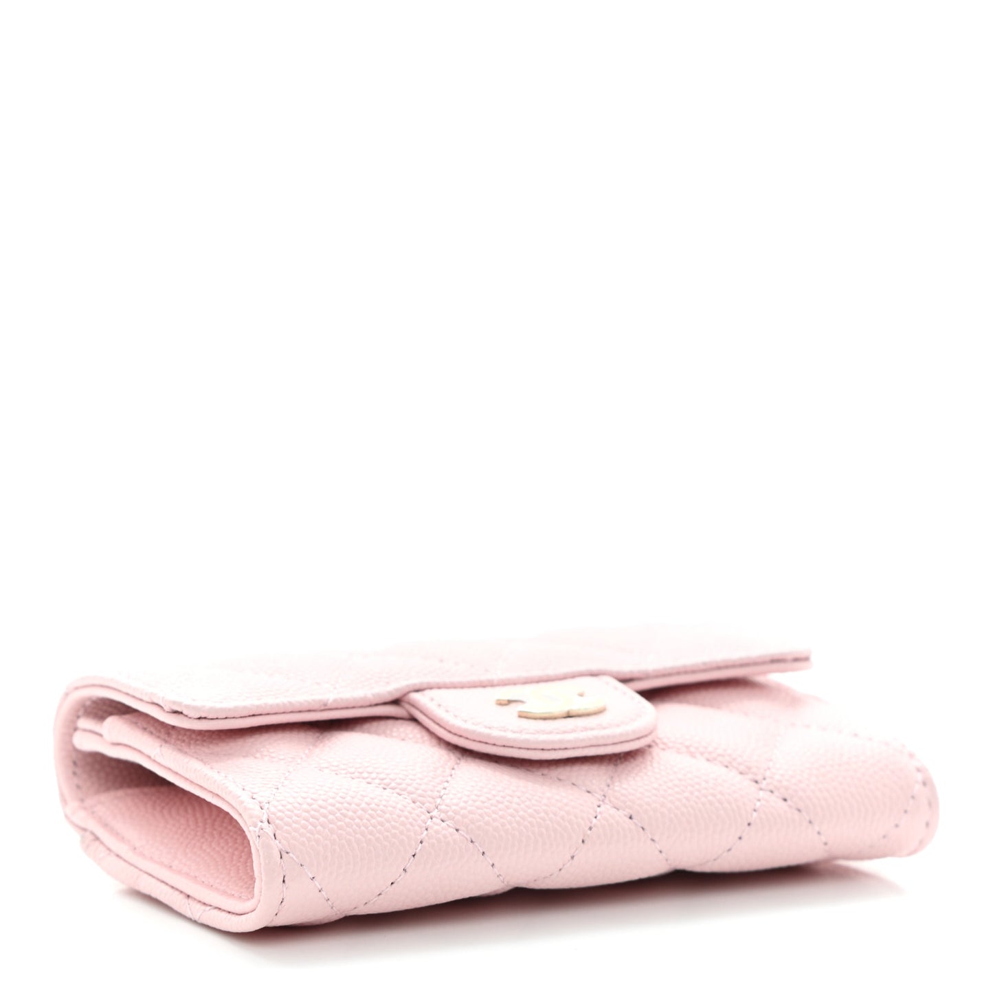 Caviar Quilted Flap Card Holder Wallet Light Pink