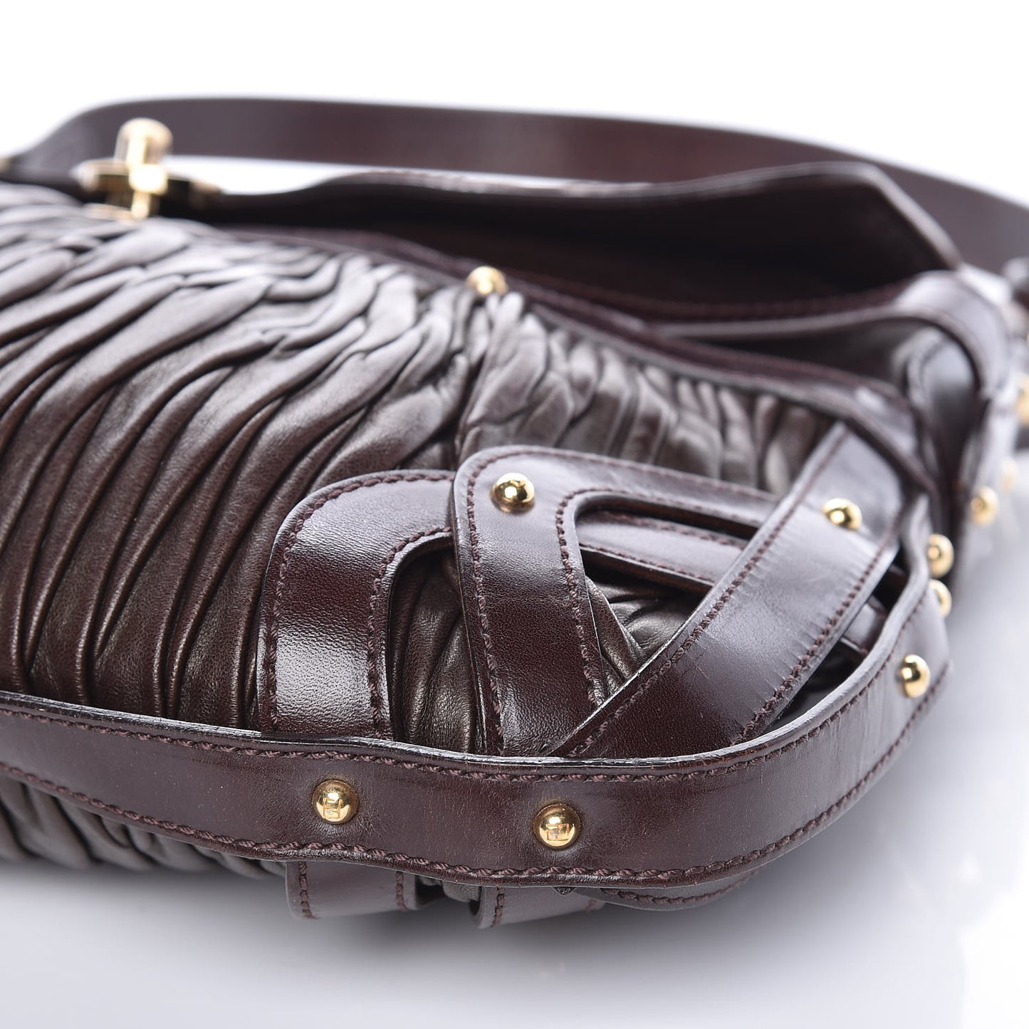 Nappa Pleated Shoulder Bag Testa di Moro