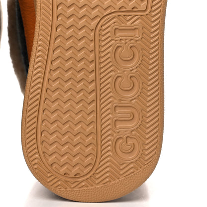 Gucci Covered Wool Monogram Textured Dollar Calfskin Shearling Horsebit Snow Boots 39.5 Underwood Blue Hazel Brown 6 of 10