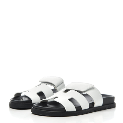 Hermes Calfskin Womens Chypre Sandals 36 White 3 of 14