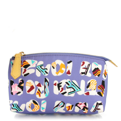 Fendi Nylon Roma Print Cosmetic Pouch Cassis Paglia 1 of 7