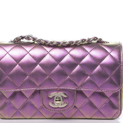 Chanel Iridescent Lambskin Quilted Mini Rectangular Flap Purple 10 of 10