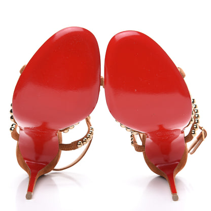 Christian Louboutin Veau Velours Galeria 100 Studded Pumps 36 Cannelle Bronze 5 of 8