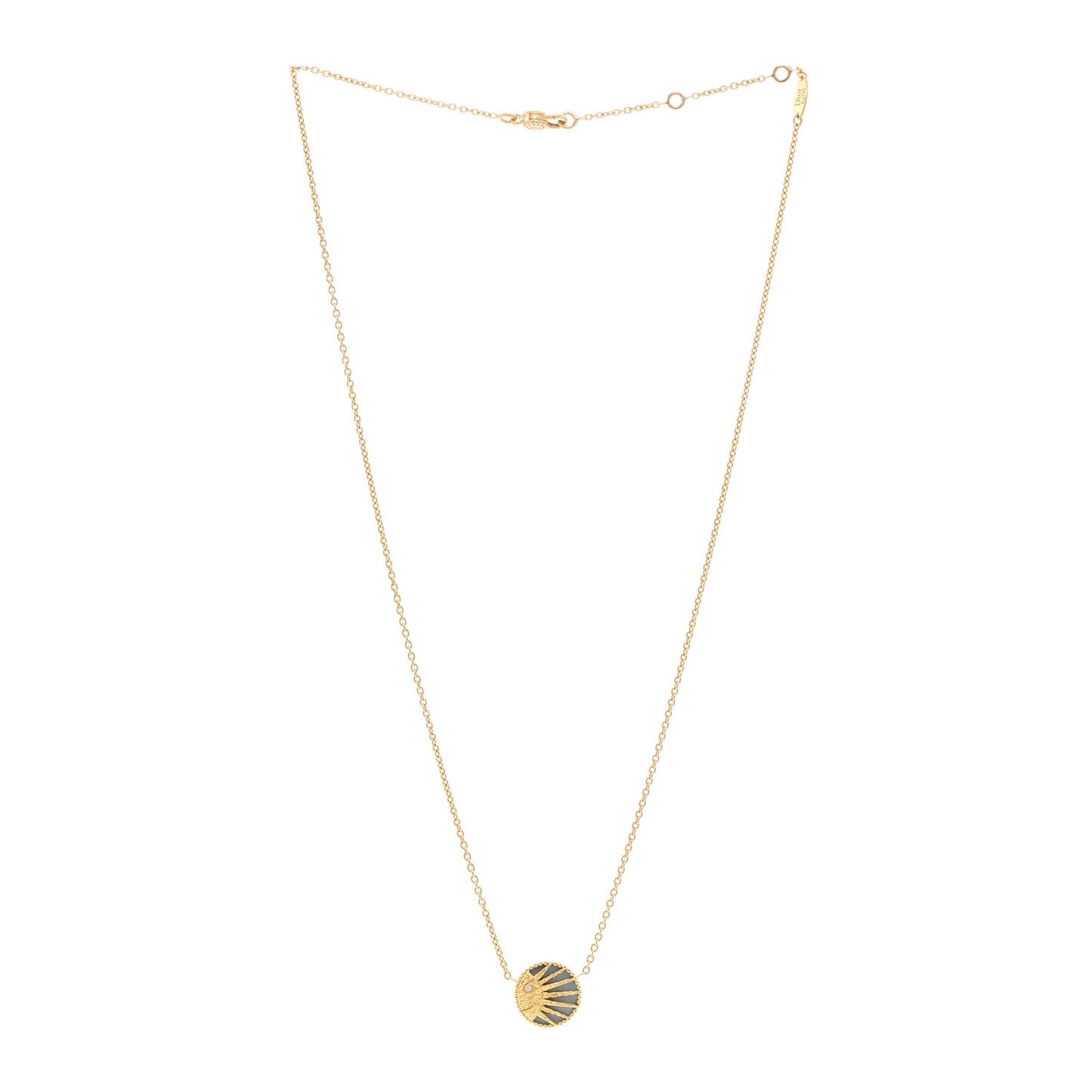 18K Yellow Gold Diamond Black Onyx Mother of Pearl Rose Celeste Pendant Necklace