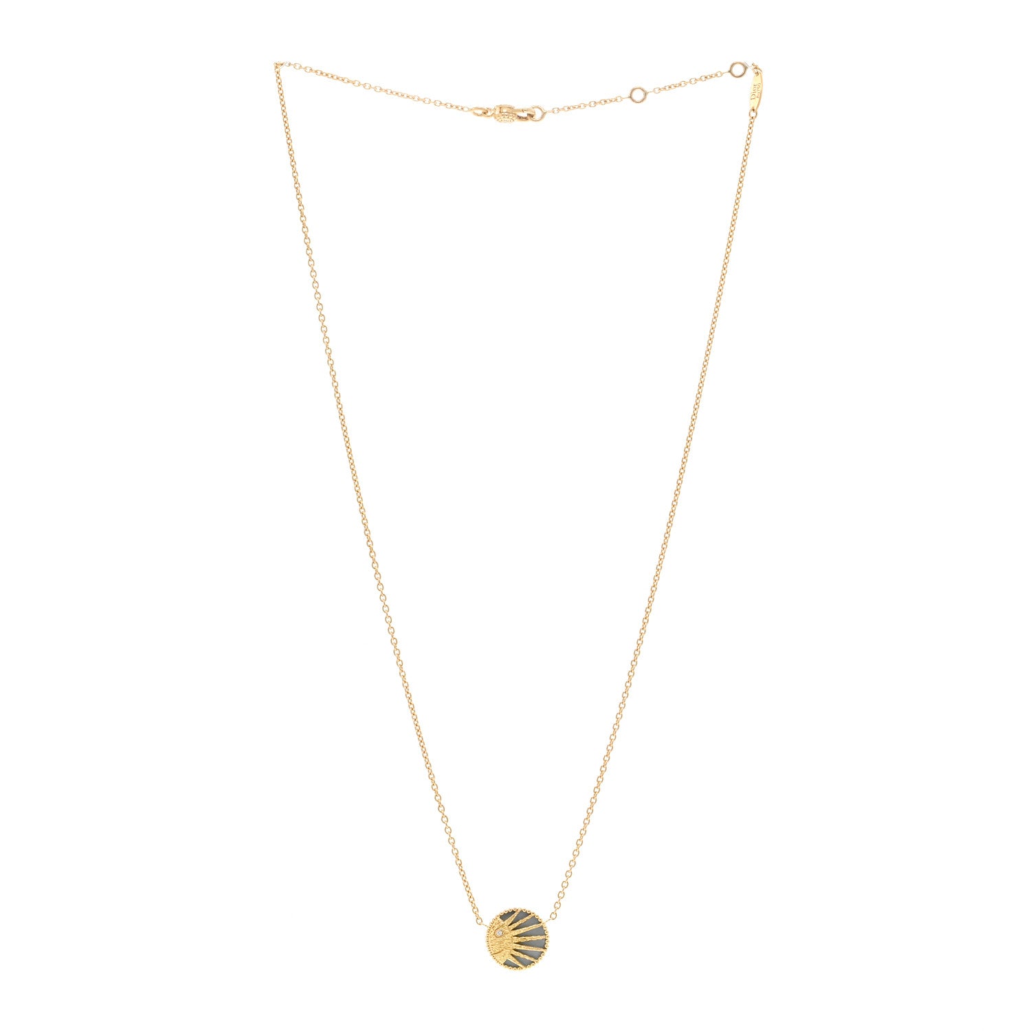 Christian Dior 18K Yellow Gold Diamond Black Onyx Mother of Pearl Rose Celeste Pendant Necklace 3 of 7