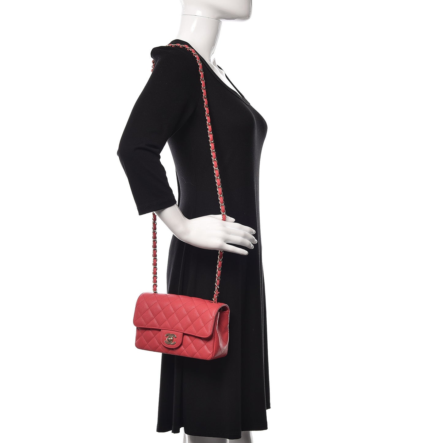 Caviar Quilted Mini Rectangular Flap Dark Pink