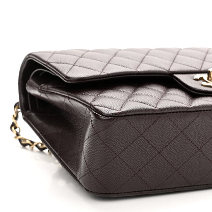 Chanel Caviar Quilted Medium Double Flap Dark Brown 8 of 9