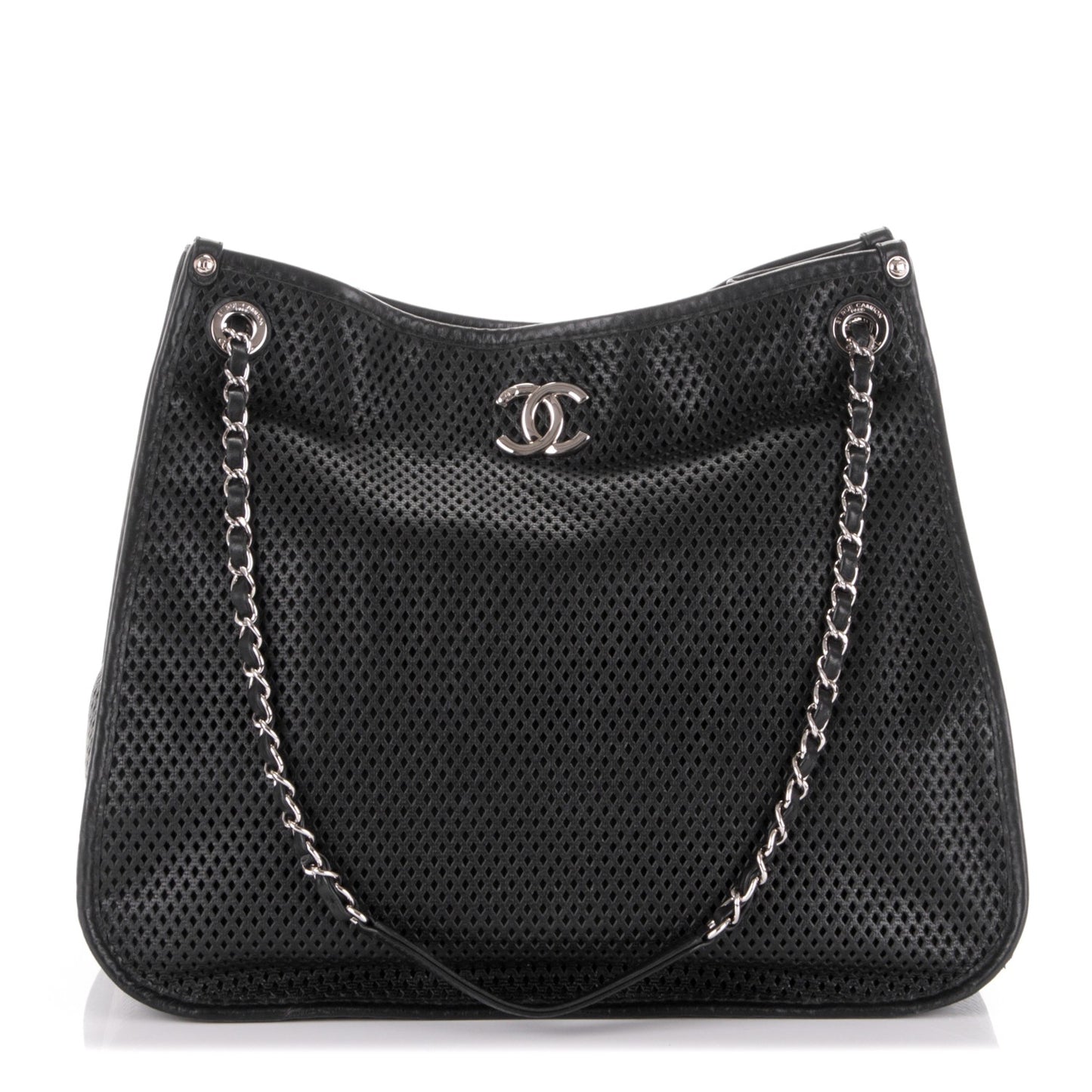 Calfskin Perforated Up In The Air Tote Black