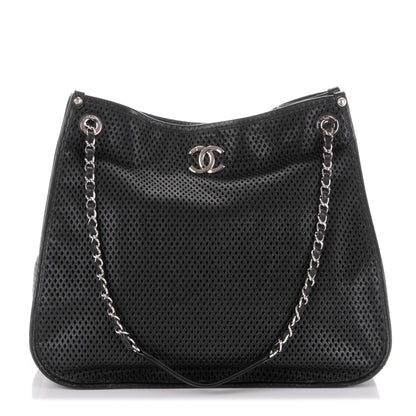 Chanel Calfskin Perforated Up In The Air Tote Black 1 of 7