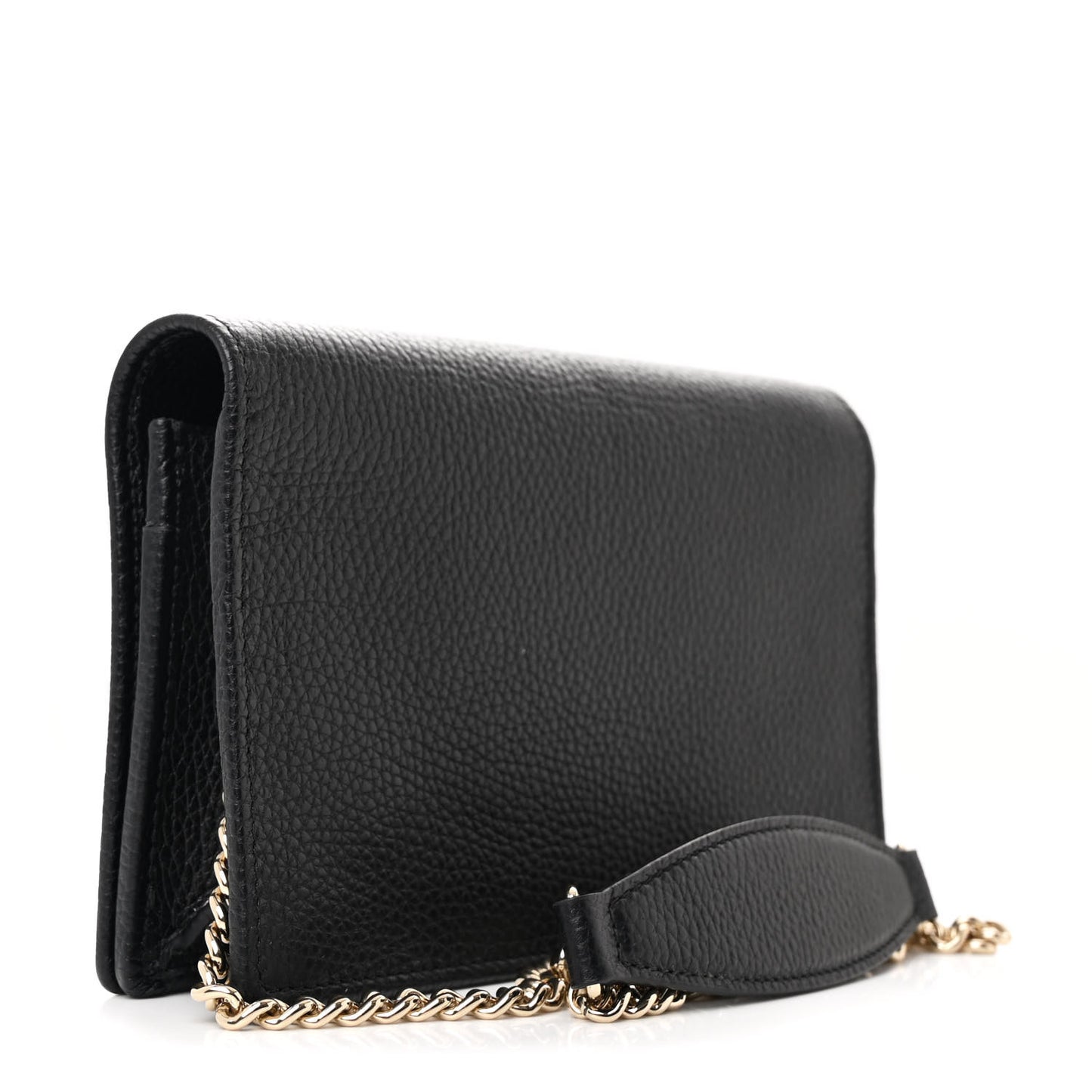 Pebbled Calfskin Soho Wallet On Chain Black