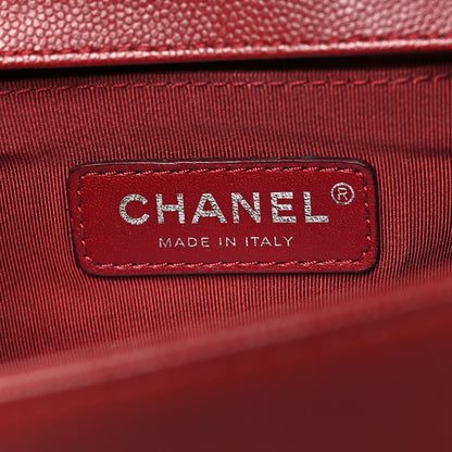 Chanel Caviar Chevron Quilted Medium Boy Flap Red 6 of 10