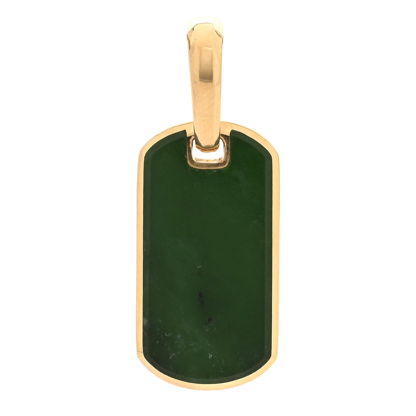 18K Yellow Gold Nephrite Jade 21mm Chevron Tag Pendant