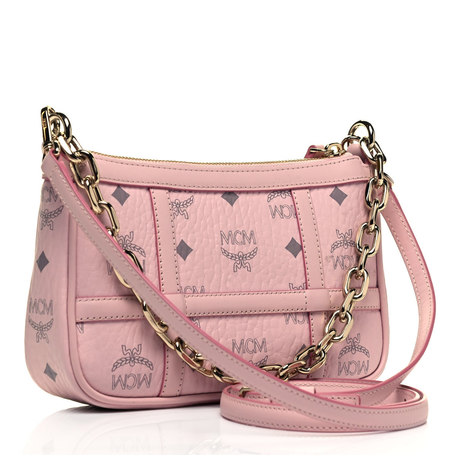 MCM Visetos Nappa Mini Delmy Chain Shoulder Bag Powder Pink 4 of 10