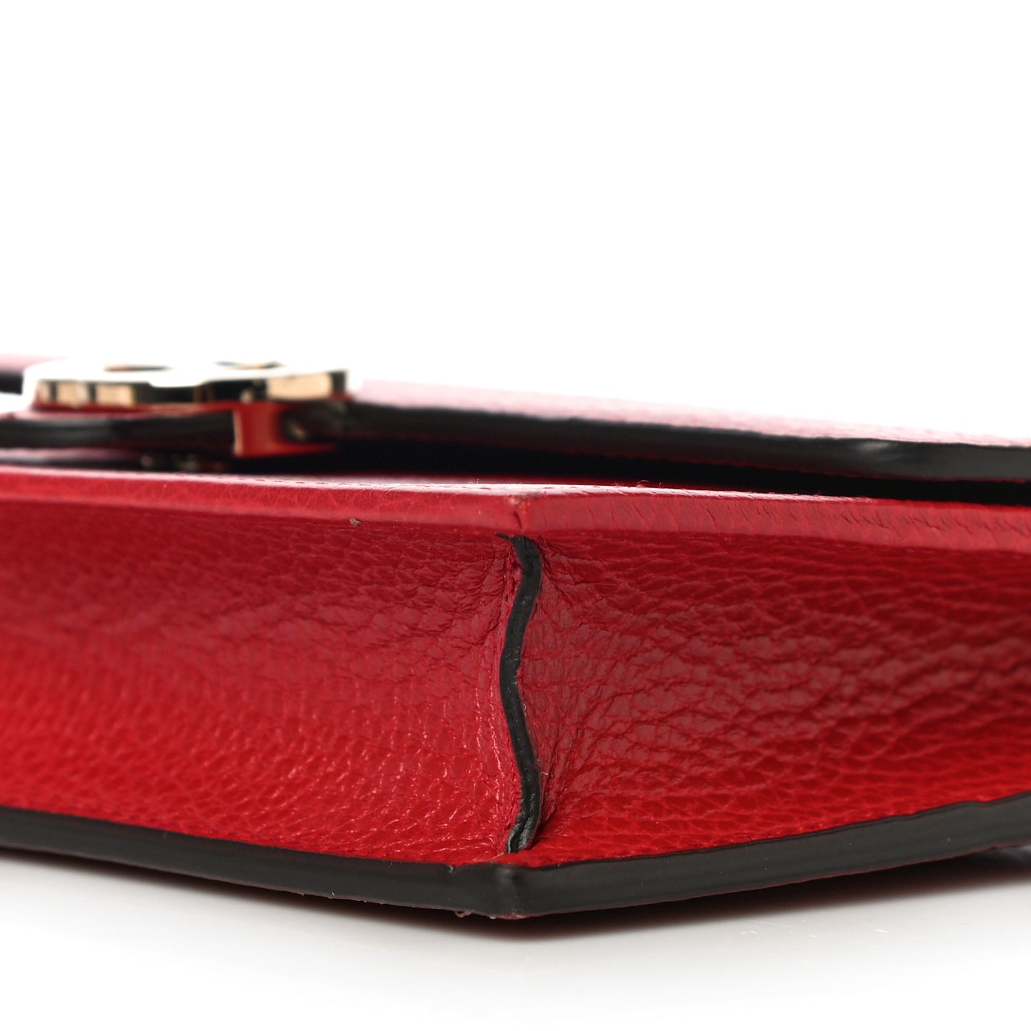Dollar Calfskin Interlocking G Chain Wallet Red