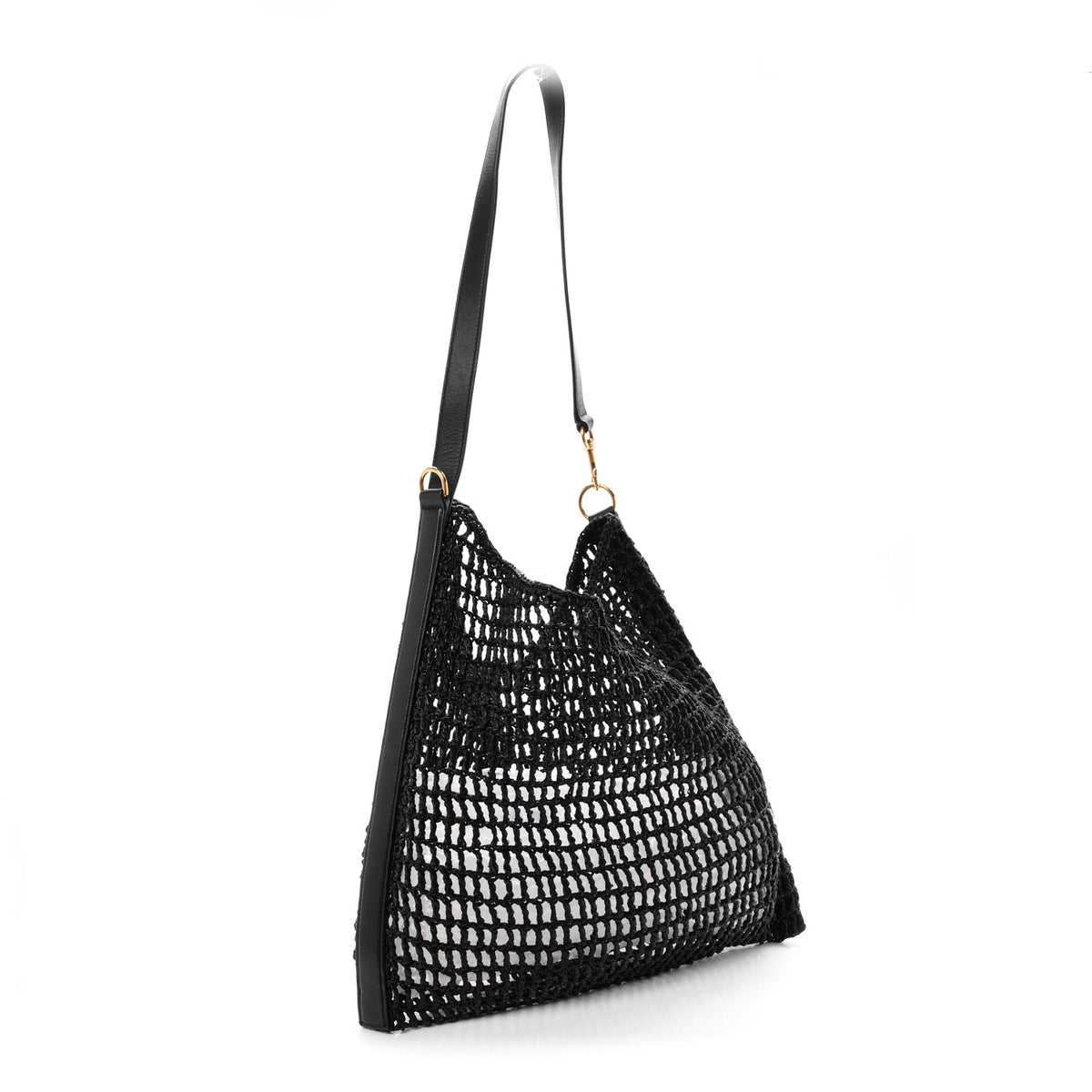 Saint Laurent Raffia Calfskin Oxalis Shoulder Bag Black 3 of 10
