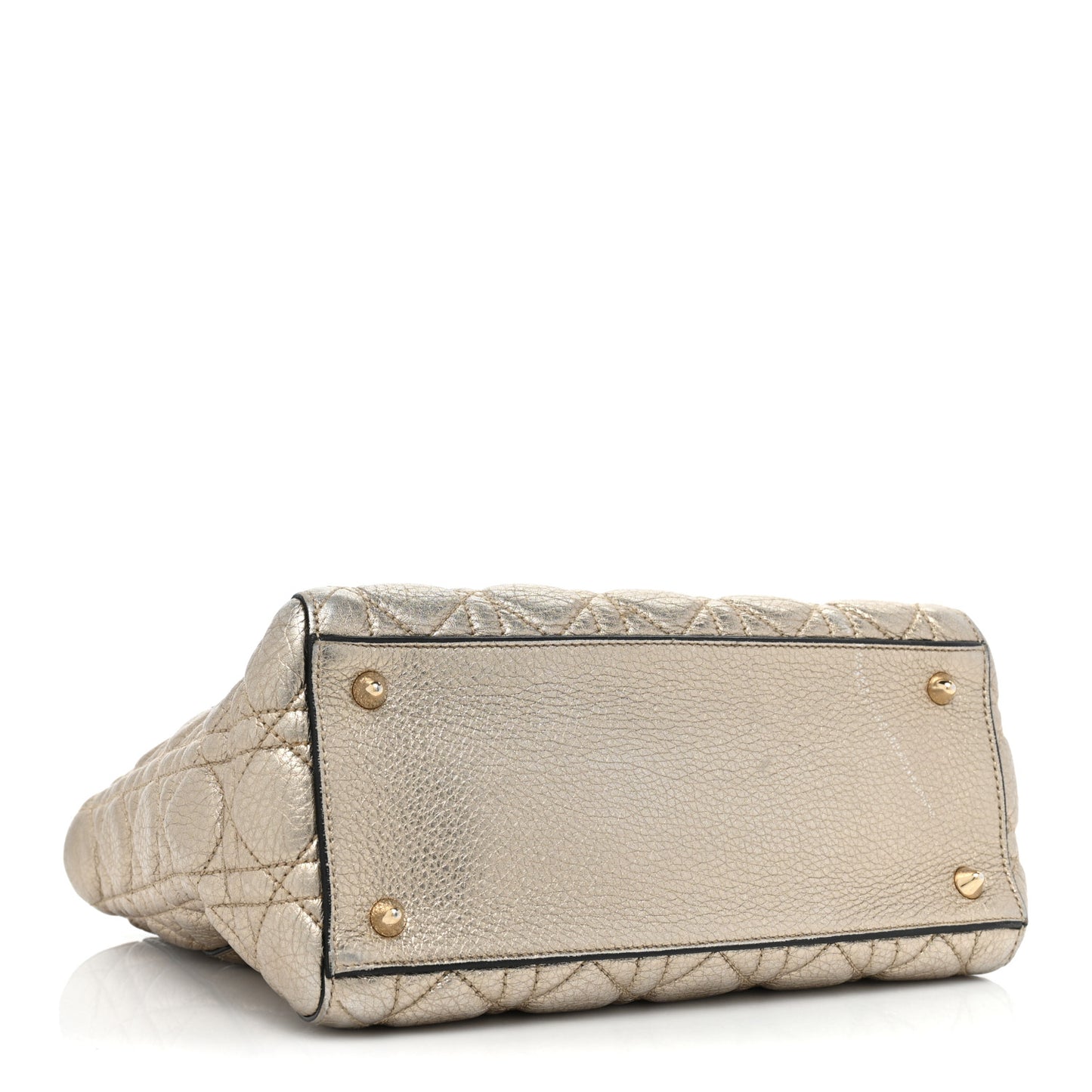 Metallic Grained Calfskin Cannage Medium Supple Lady Dior Gold