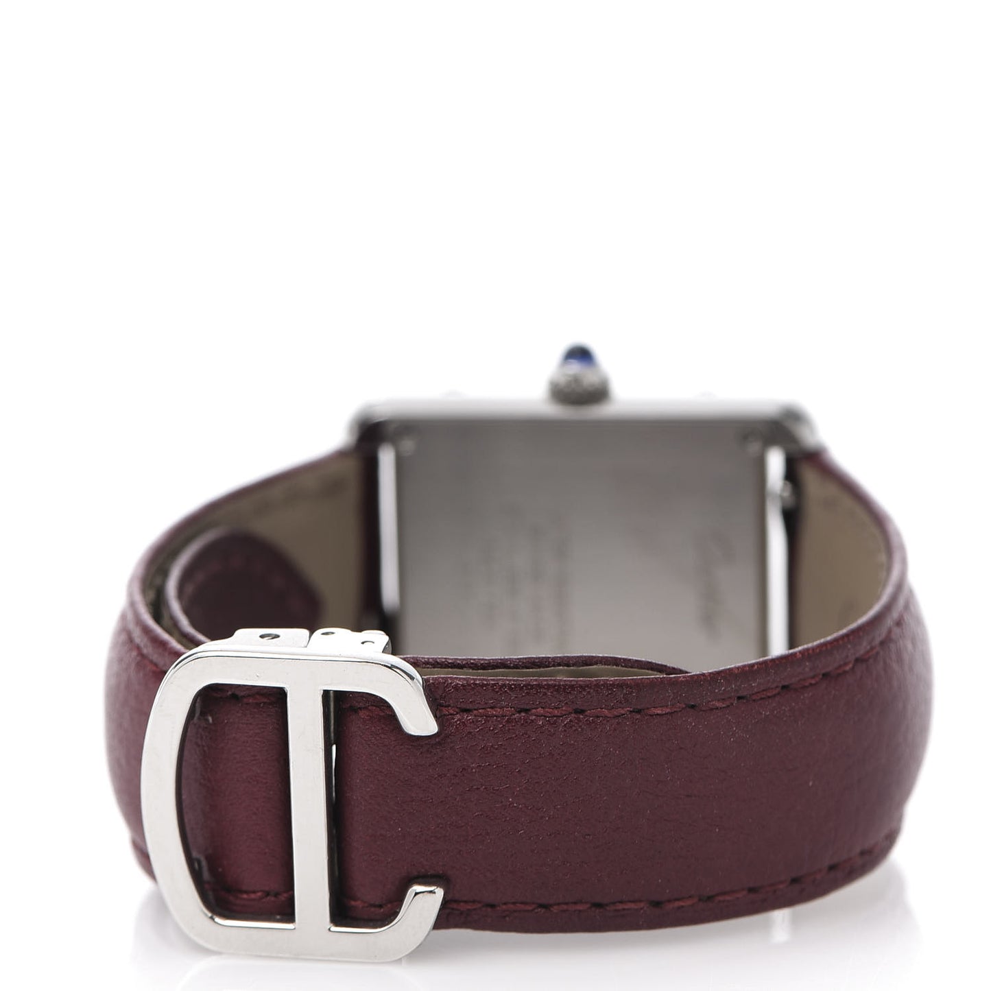 Stainless Steel Calfskin 24mm Tank Solo Quartz Watch Burgundy