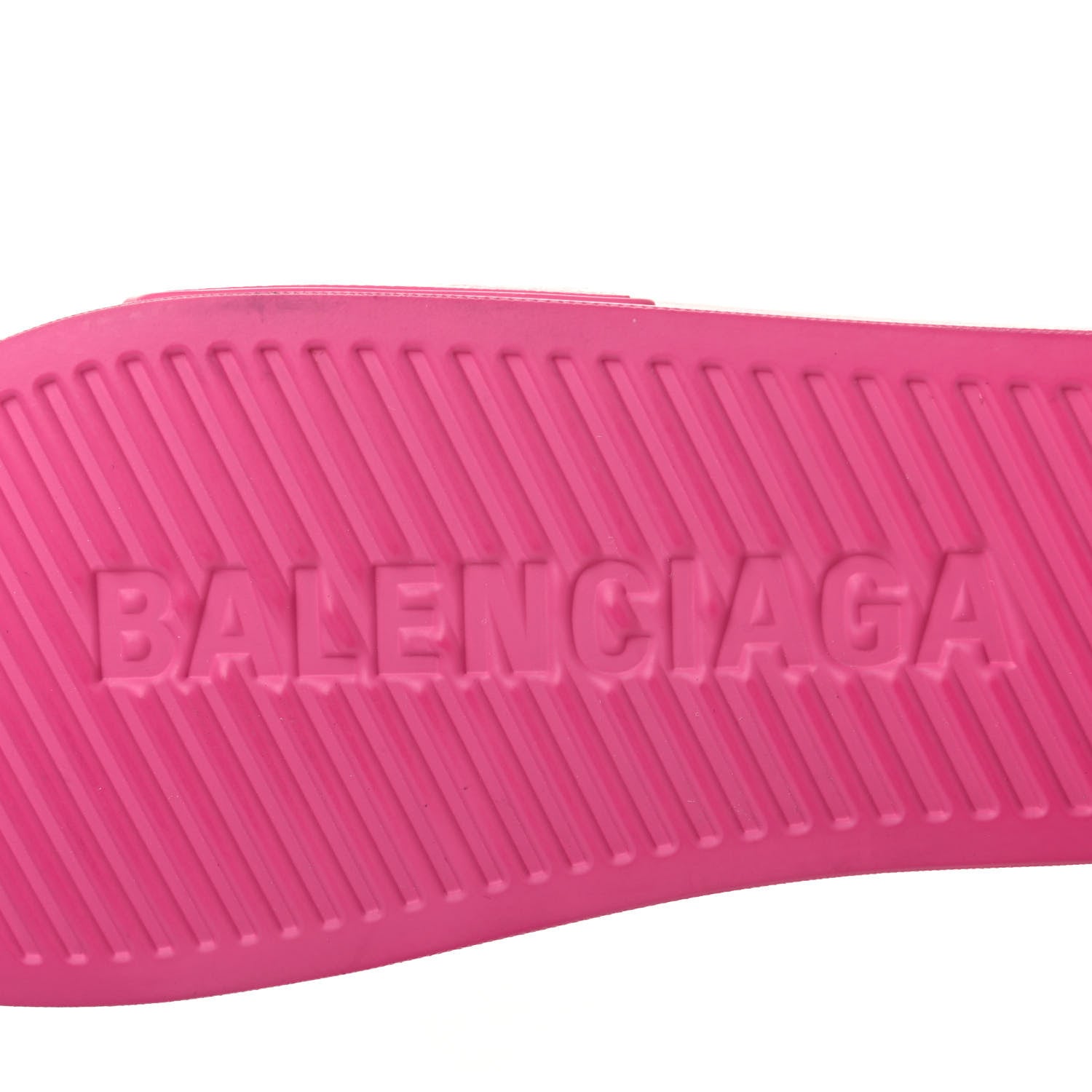 Balenciaga Rubber Allover Logo Womens Pool Slide Sandals 37 Pink Black 6 of 7