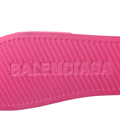 Balenciaga Rubber Allover Logo Womens Pool Slide Sandals 37 Pink Black 6 of 7