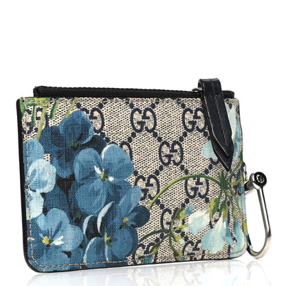 Gucci GG Supreme Monogram Blooms Key Case Beige Blue Navy 2 of 4