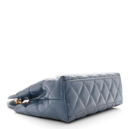 Chanel Shiny Aged Calfskin Quilted Nano Kelly Shopper Dark Blue 4 of 10