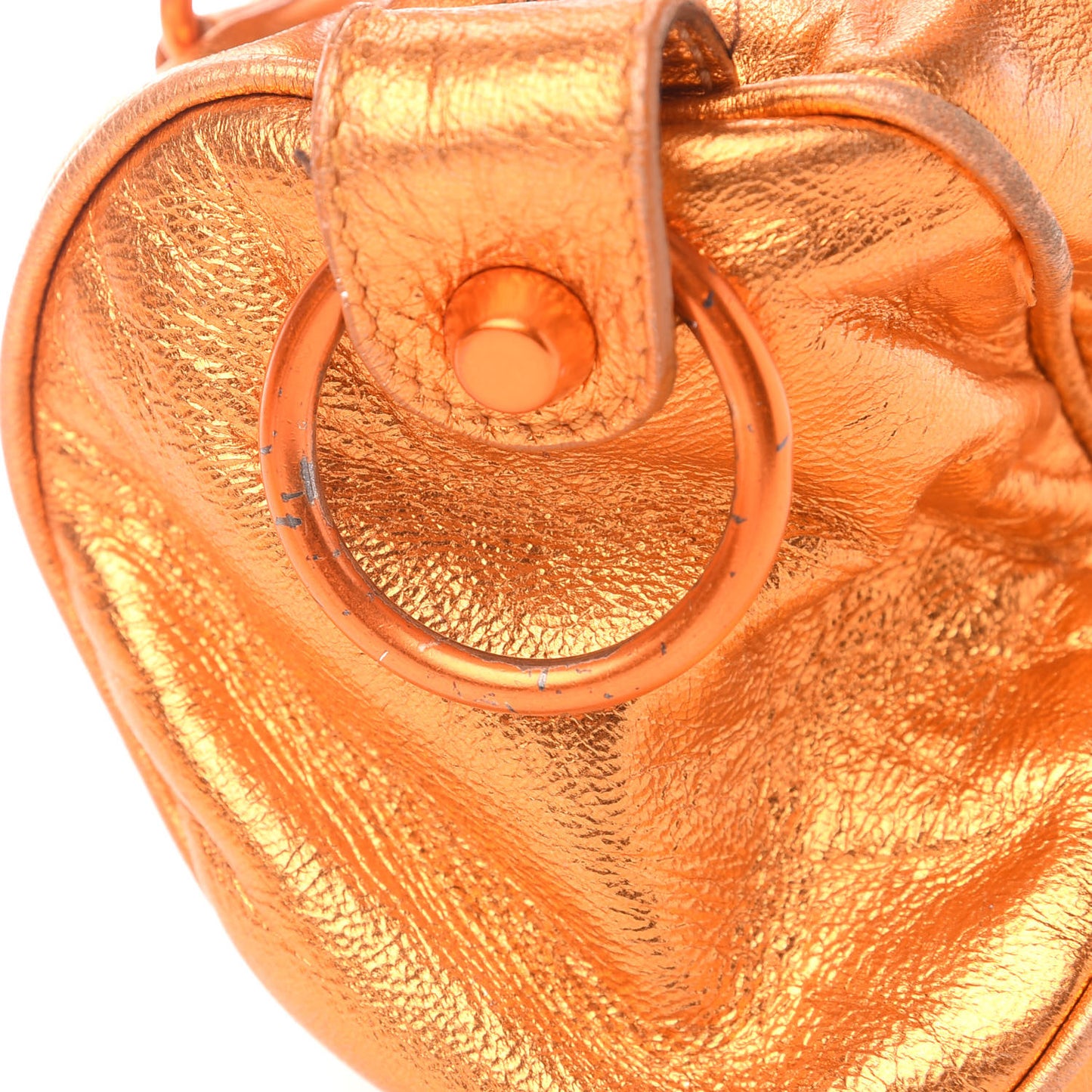 Metallic Agneau Classic Hardware Mini Twiggy Orange