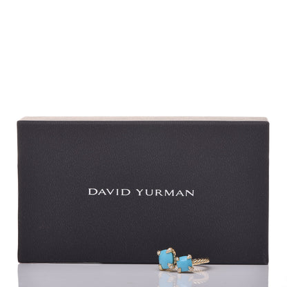 David Yurman 18K Yellow Gold Diamond Turquoise Chatelaine Bypass Ring 50 5.25 5 of 5