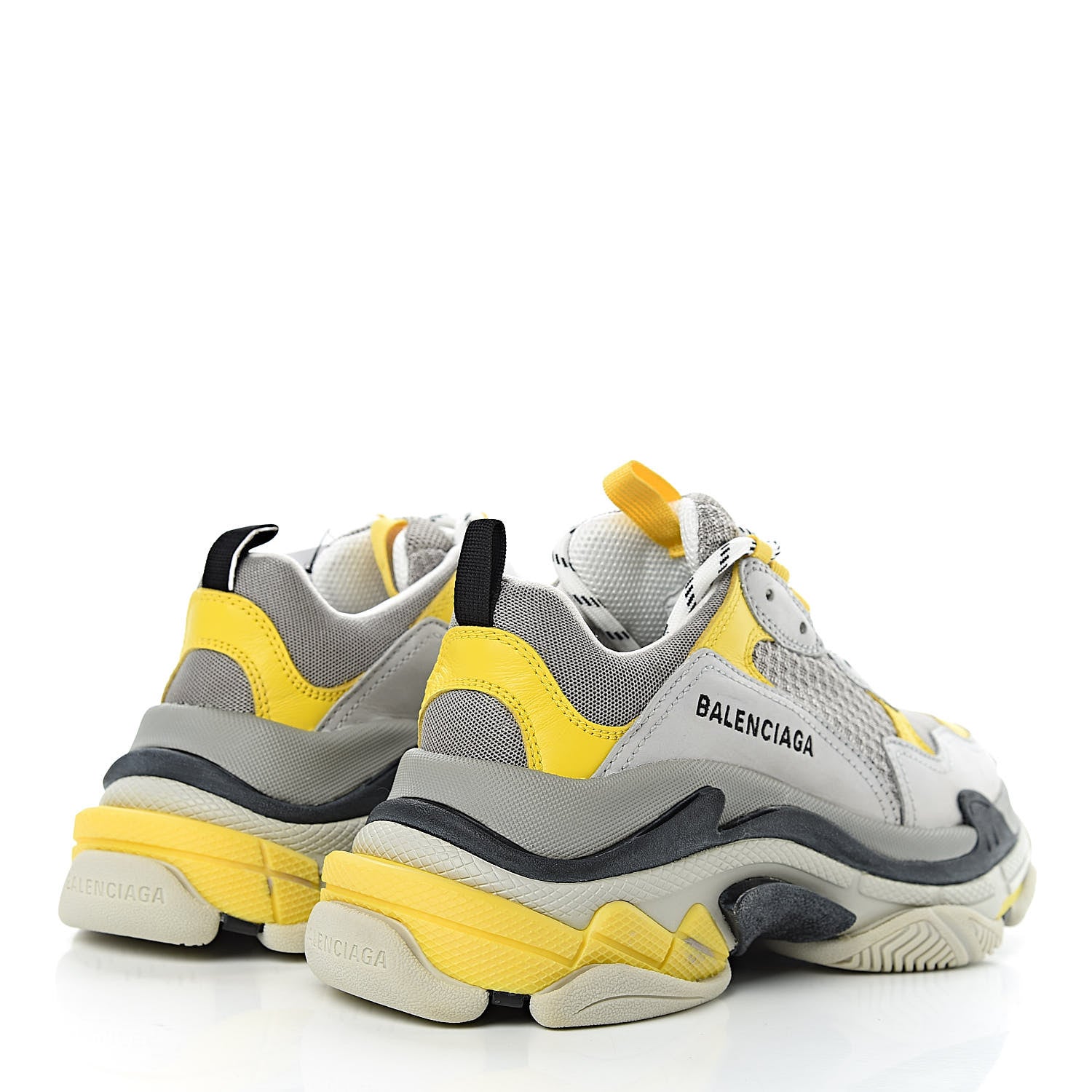 Balenciaga Fabric Mesh Womens Triple S Sneakers 38 Yellow Grey White 4 of 8