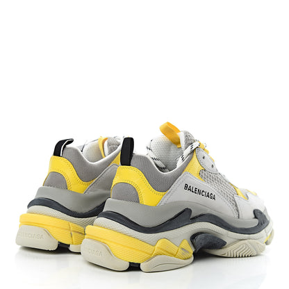 Balenciaga Fabric Mesh Womens Triple S Sneakers 38 Yellow Grey White 4 of 8