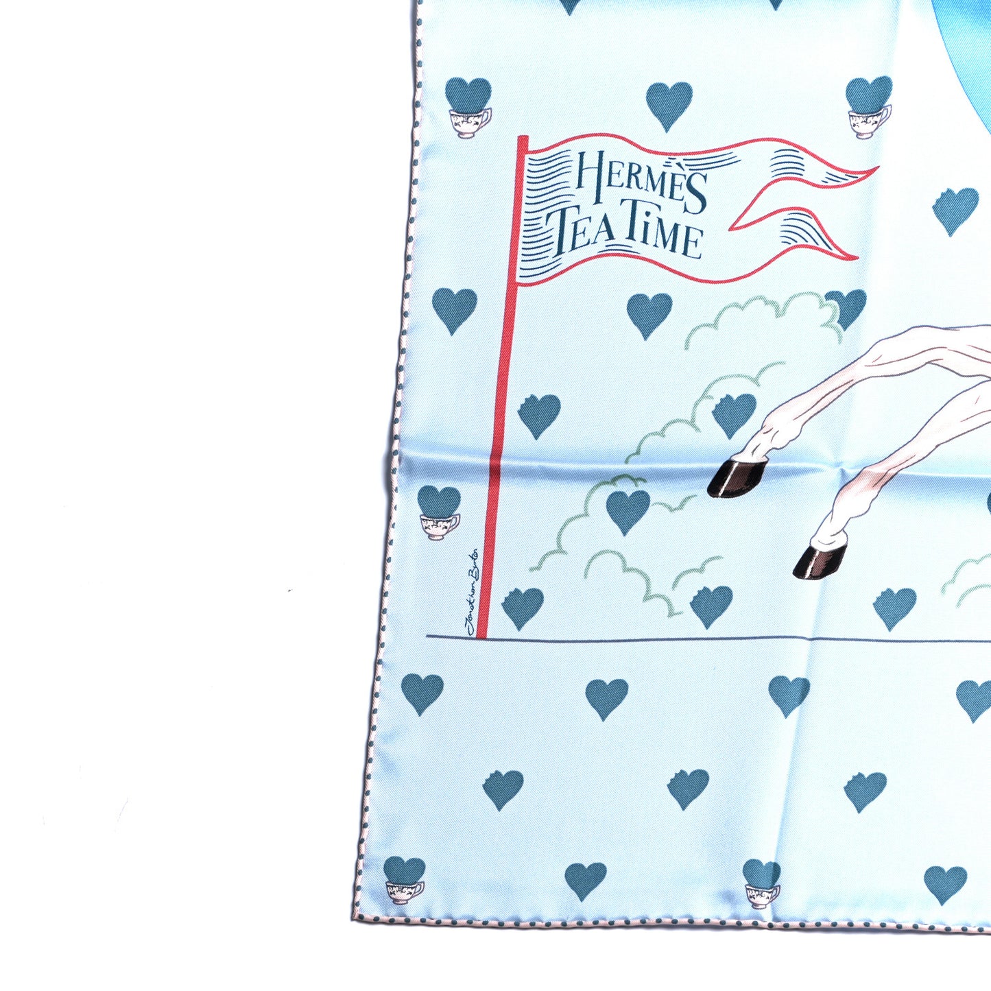 Silk Tea Time Scarf 70 Bleu Ciel Bleu Azur