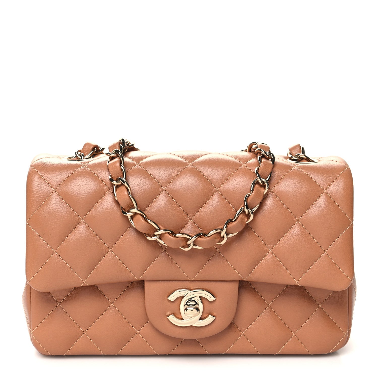 Chanel Lambskin Quilted Mini Rectangular Flap Brown 1 of 10