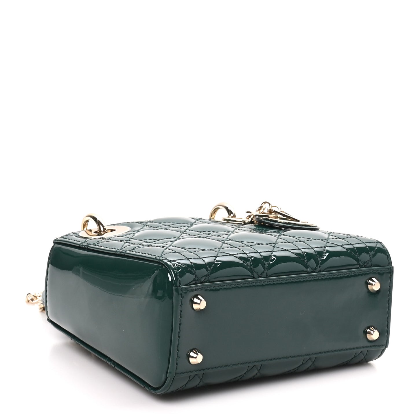 Patent Cannage Mini Lady Dior Pine Green