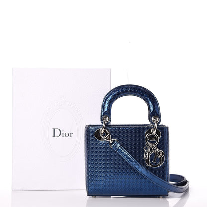 Christian Dior Metallic Patent Micro-Cannage Mini Lady Dior Blue 8 of 8