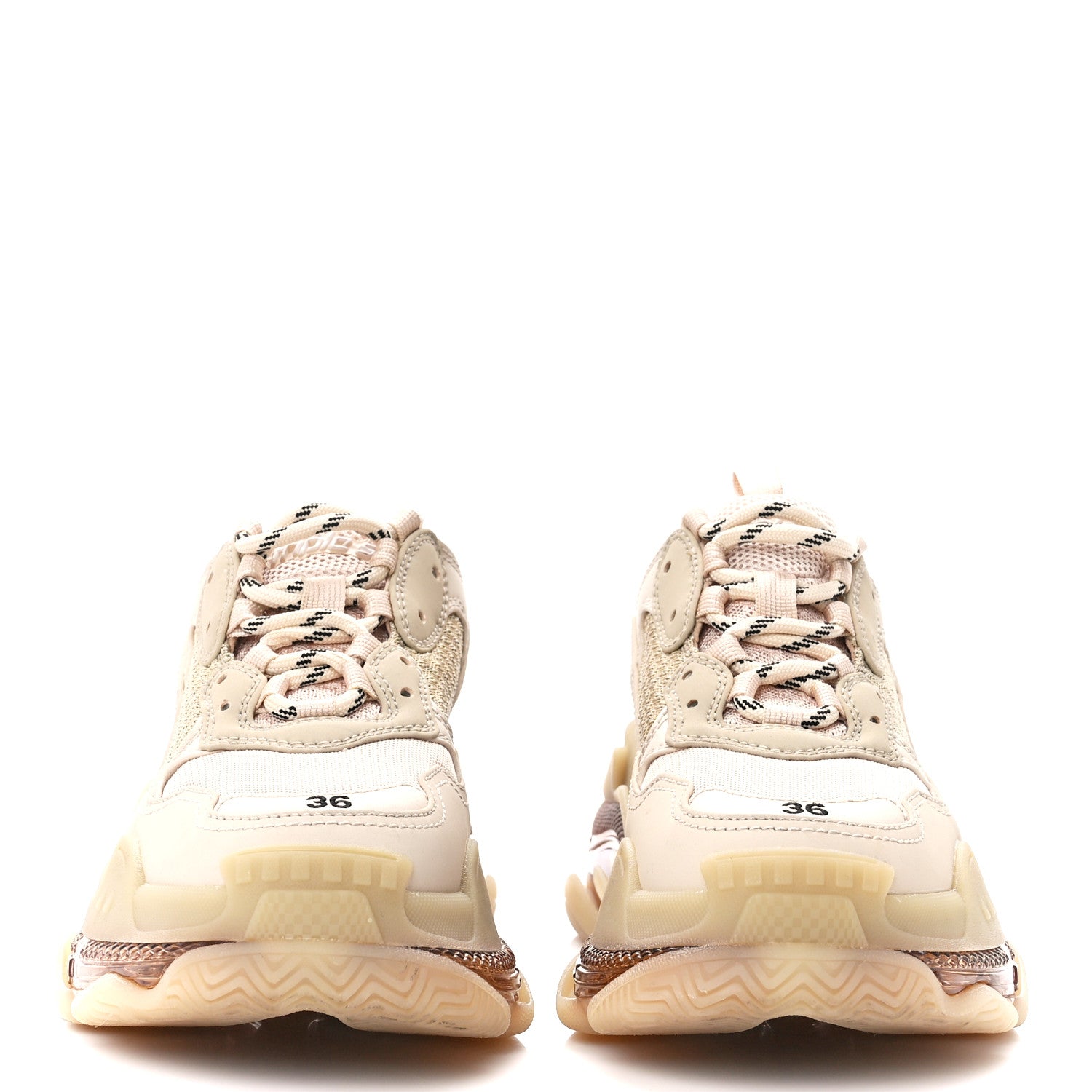 Balenciaga Fabric Mesh Clear Sole Womens Triple S Sneakers 36 Beige 2 of 8