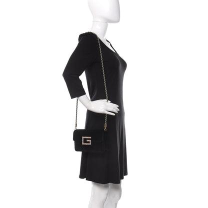 Gucci Velvet Crystal Square G Shoulder Bag Black 2 of 11