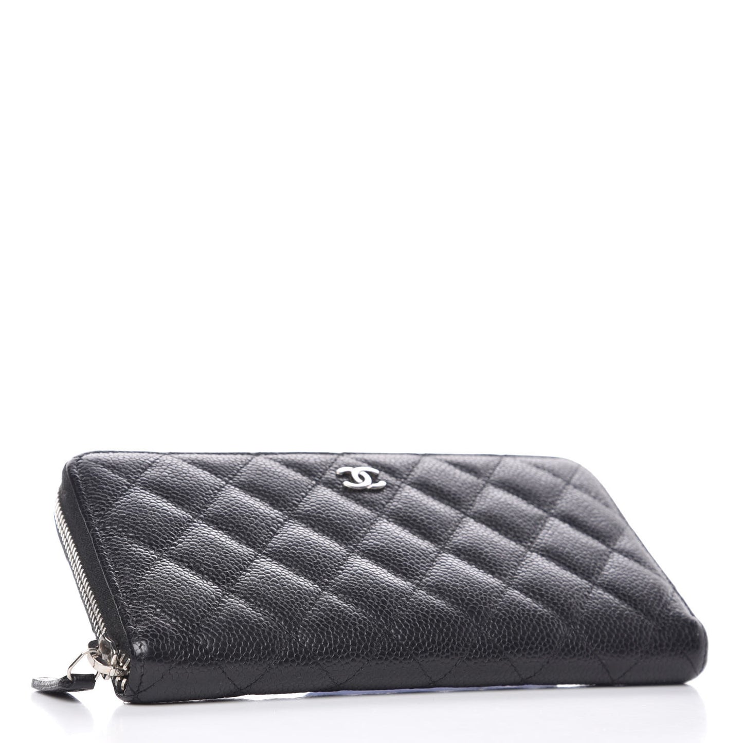 Caviar Quilted Large Gusset Zip Around Wallet Black