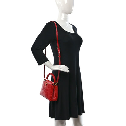 Louis Vuitton Crocodile Mini Capucines Rubis 2 of 8