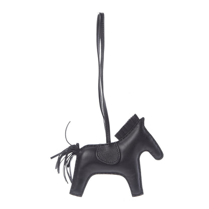 Hermes Milo Lambskin Grigri Rodeo Horse Bag Charm MM So Black 1 of 6