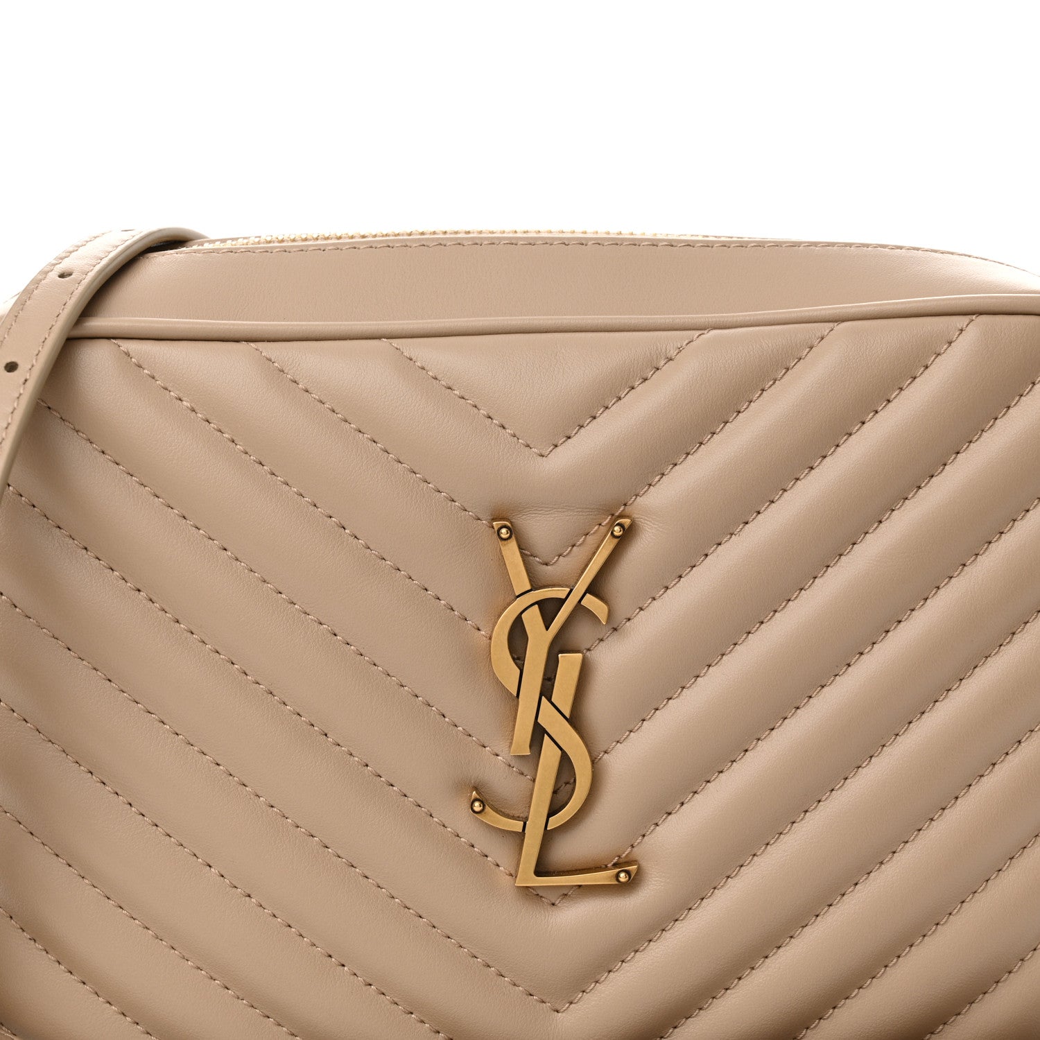 Saint Laurent Calfskin Matelasse Monogram Lou Camera Bag Dark Latte 8 of 13