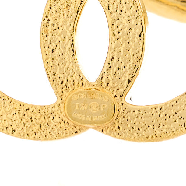 Chanel Metal Enamel CC Denim Drop Earrings Gold Blue 4 of 4
