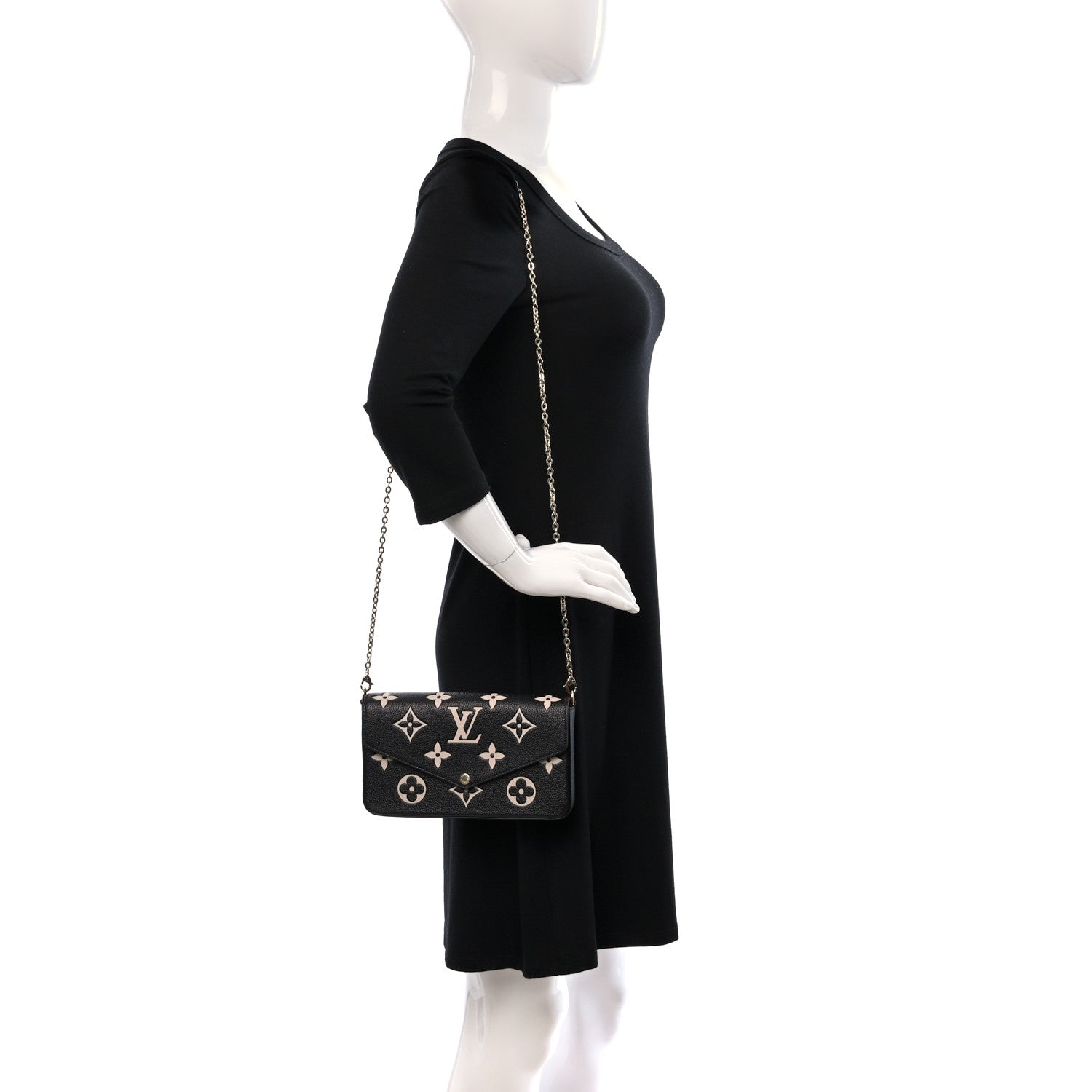 Louis Vuitton Empreinte Monogram Giant Felicie Pochette Black Beige 2 of 10