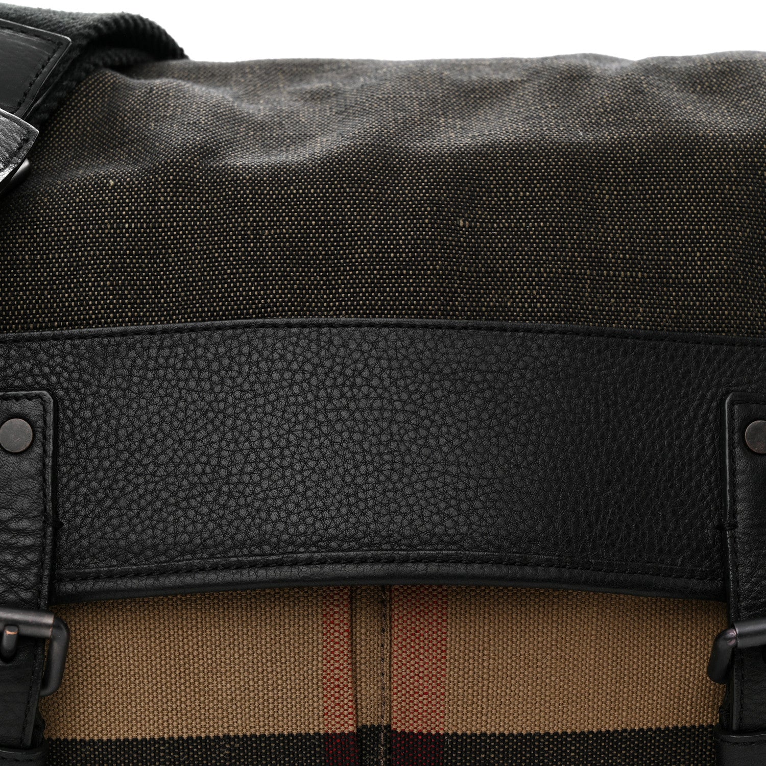 Burberry Canvas Mega Check Calfskin Addison Messenger Bag Black 9 of 14