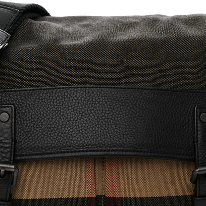 Burberry Canvas Mega Check Calfskin Addison Messenger Bag Black 9 of 14