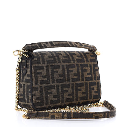 Fendi Fabric Jacquard FF 1974 Mini Baguette Tobacco Moro Black 3 of 9