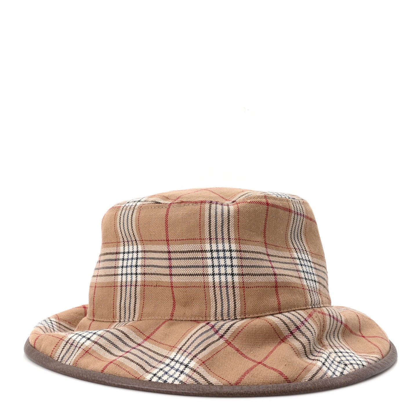 Monogram Plaid Bob Double Back Reversible Bucket Hat Beige