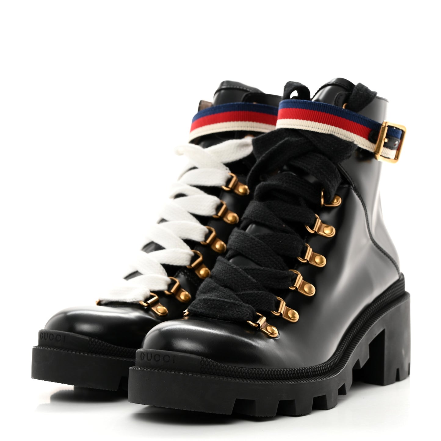 Calfskin Sylvie Web Womens Lace Up Combat Boots 38 Black