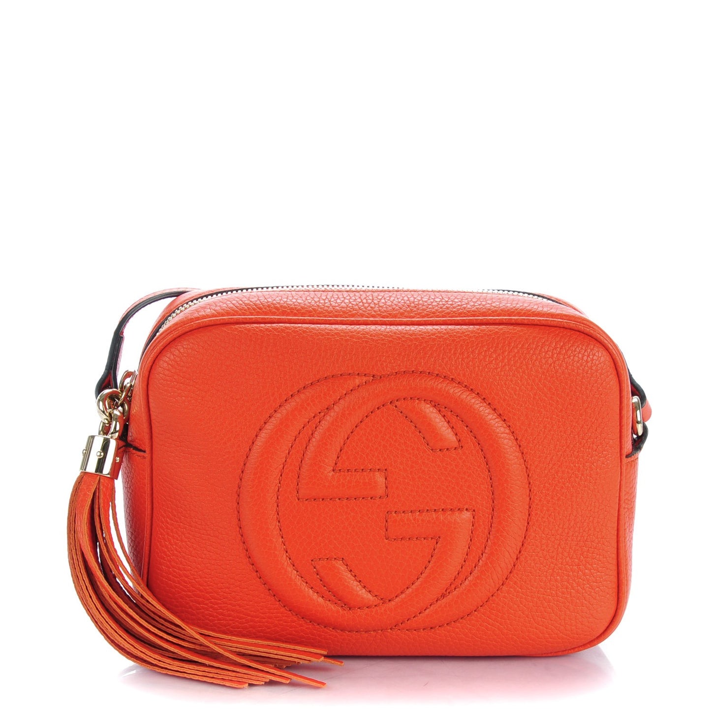 Pebbled Calfskin Small Soho Disco Bag Sun Orange